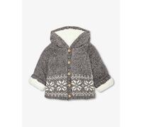 The Little Tailor Charcoal Hooded Fairisle-pattern Knitted Cardigan 3-36 Months 2-3 Years