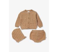 The Little Tailor Vintage Tan Pointelle Cotton-knit Three-piece Baby Gift Set 0-9 Months 0-3