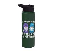 the Little Voices in My Head Keep Telling me get More Gnomes Stainless Steel Insulated Water Bottle