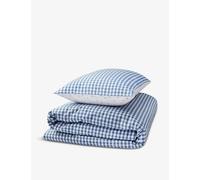 The Little White Company Blue Reversible Gingham Cotton Cot Bedding Set Bed
