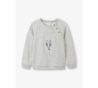 The Little White Company Girls Grey Marl Kids Lobster-embroidered Long-sleeve Organic-cotton Sweatshirt 0-18 Months 6-9