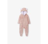 The Little White Company The Little White Company Bear Ears Fleece Romper 0-12 Months Dusty Pink 18-24 Months