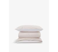 The Little White Company The Little White Company Gingham-Print Reversible Double Cotton Bed Set Dusty Pink Single