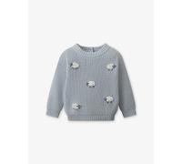 The Little White Company The Little White Company Sheep Round-Neck Cotton-Blend Jumper 0-36 Months Pale Blue 12-18 Months