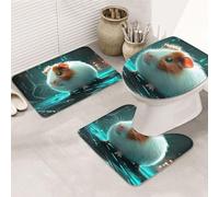 The Little White Mole Bathroom Rugs Sets 3 Piece, Soft Absorbent Memory Foam Bath Mats And U Shaped Contour Toilet Rug, Home Decoration, Quick Dry