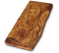 THE LIVE EDGE - Olive Wood Long Charcuterie Board | Rustic Large Wooden Cutting Board for Kitchen | Cheese and Bread Cutting Wood Board | Handmade Cutting Board for Meat | 16" L x 6.75" W x 0.75" Th