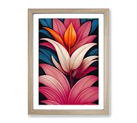 The Lively Flowers Framed Print for Living Room Bedroom Home Office Décor, Wall Art Picture Ready to Hang, Oak A4 Frame (34 x 25 cm)
