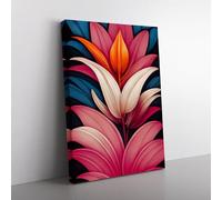 The Lively Flowers Purple, Blue, Pink Canvas Wall Art Print Ready to Hang, Framed Picture for Living Room Bedroom Home Office Décor, 76x50 cm (30x20 Inch)