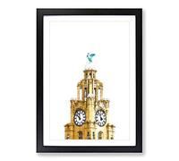 The Liver Building Liverpool Framed Wall Art Print A2 Black