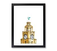The Liver Building Liverpool Framed Wall Art Print A4 Black