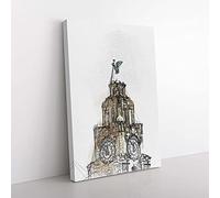 The Liver Building Liverpool in Abstract Canvas Wall Art Print 30x20 Inch