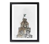 The Liver Building Liverpool in Abstract Framed Print | A2 Black Framed Wall Art | Ready to Hang | Abstract Cityscape Picture | Living Room Bedroom Lounge Office