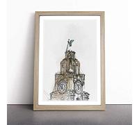 The Liver Building Liverpool in Abstract | Framed Wall Art Print | Modern Home Decor Picture | Ready to Hang Artwork for Living Room, Bedroom, Kitchen or Office | Multiple Sizes