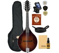 The Loar LM-110-BRB Honey Cr Style Carved Solid Spruce Top Mandolin with Instrument Alley Deluxe Strap, Strings, Tuner, Picks, Polish Cloth Bundle A-Model Bluegrass