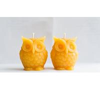The London Bee Company 2 small Solid Beeswax Owl Candles (4 cm x 3 cm)