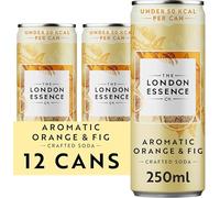 The London Essence, Aromatic Orange & Fig Crafted Soda, Premium Soft Drink, 250ml, Pack of 12 cans, No Artificial Colours Preservatives or flavours, Low Calorie