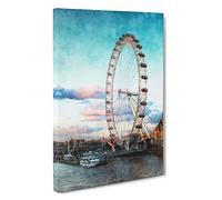 The London Eye Canvas Print | Gallery Wrapped 30mm Frame Wall Art | 30x20 inches | Ready to Hang | Modern Picture | Living Room Bedroom Lounge Office