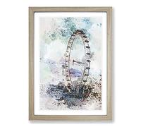 The London Eye in Abstract Framed Print | A2 Oak Framed Wall Art | Ready to Hang | Abstract Fantasy Picture | Living Room Bedroom Lounge Office