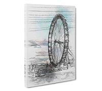The London Eye Sketch Canvas Print for Living Room Bedroom Home Office Décor, Wall Art Picture Ready to Hang, 30 x 20 Inch (76 x 50 cm)