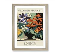 The London Flower Market Exhibition No. 5 Framed Print | A2 Oak Framed Wall Art | Ready to Hang | Modern Floral Picture | Living Room Bedroom Lounge Office