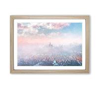 The London Skyline in The Summer in Abstract Framed Print | A2 Oak Framed Wall Art | Ready to Hang | Abstract Cityscape Picture | Living Room Bedroom Lounge Office