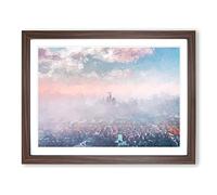 The London Skyline In The Summer In Abstract Modern Art Framed Print | A3 Walnut Framed Wall Art | Ready to Hang | Abstract Cityscape Picture | Living Room Bedroom Lounge Office