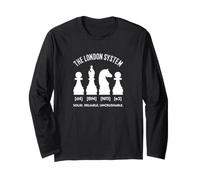 The London System Chess Opening Retro Silhouette Graphic Long Sleeve T-Shirt