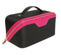 The London Train Case Co. Beauty Train Expandable Makeup Case, Vegan Leather, Two-Tone 24 x 12 x 12 cm (Black & Pink)