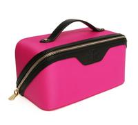 The London Train Case Co. Beauty Train Expandable Makeup Case, Vegan Leather, Two-Tone 24 x 12 x 12 cm (Hot Pink)