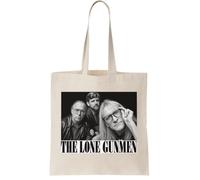 The Lone Gunmen (X-Files) Grunge Style Canvas Tote Bag - Reusable Cotton Shopping Bag, Natural