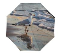The Lone Seagulls 3 Fold Umbrella for Rain Sun Manual Automatic Compact Travel Umbrellas Automatic