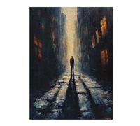 The Lone Wanderer - Moody Atmospheric Urban Scene with A Solitary Figure Classic Jigsaw Puzzle for Adults, 500 PCS