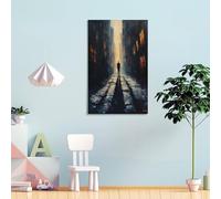 The Lone Wanderer - Moody Atmospheric Urban Scene with A Solitary Figure Poster Decorative Canvas Posters Wall Art Room Decor Modern Aesthetic Poster Supplies Home Decoration 24x36inch(60x90cm)