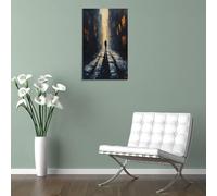 The Lone Wanderer - Moody Atmospheric Urban Scene with A Solitary Figure Vintage Travel Posters Landscape 12x18inch(30x45cm) Canvas Wall Art Print Painting for Wall Decor Living Room Bedroom