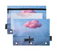 The Lonely One School Binder with Clear Window Ringing Pencil case Clear Window & Grommets inch Binders 3 Ringing for Office School Supplies Cosmetics Multicolored 2 PCS