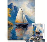 The Lonely Sailing Ship Jigsaw Puzzle 1000 Piece for Adults Strong Logic Toy Anxiety Relief Clear Edge Festival Gift (38x52cm)