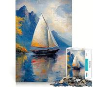 The Lonely Sailing Ship Jigsaw Puzzles 1000 Piece for Adults Mental Logic Toy Peaceful Fun Firm Cut Cherished Gift (38x26cm)