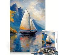 The Lonely Sailing Ship Jigsaw Puzzles 1000 Piece for Adults Mental Logic Toy Peaceful Fun Firm Cut Cherished Gift (38x26cm)