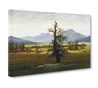 The Lonely Tree By Caspar David Friedrich Classic Painting Canvas Wall Art Print Ready to Hang, Framed Picture for Living Room Bedroom Home Office Décor, 24x16 Inch (60x40 cm)