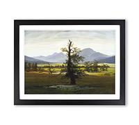 The Lonely Tree By Caspar David Friedrich Framed Wall Art Print A3 Black