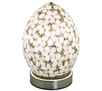 The Look Mini Mosaic Glass Egg Lamp - Opaque White Flower Design