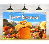 The Lorax Backdrop Party Supplies Dr Seuss Birthday Theme Photo Background The Lorax Banner for Birthday Party Caketable Decoration 5x3ft