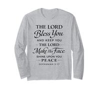 The Lord Bless You and Keep You Bible Verse Script Zephaniah Long Sleeve T-Shirt
