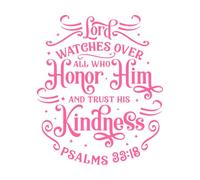 The Lord blesses All who Honor Him and Trust in His Mercy Psalm 33 Bible Verse Wall Vinyl Sticker Decor 65.6x78.1cm Art Decoration Pink