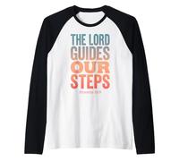 The Lord Guides Our Steps Proverbs 16:9 Bible Verse Raglan Baseball Tee