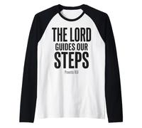 The Lord Guides Our Steps Proverbs 16:9 Bible Verse Raglan Baseball Tee