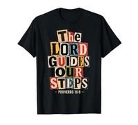 The Lord Guides Our Steps Proverbs 16:9 Bible Verse Value Graphic T-Shirt, Men, Black, L