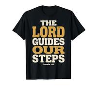 The Lord Guides Our Steps Proverbs 16:9 Bible Verse Value Graphic T-Shirt, Men, Black, L