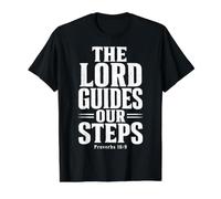 The Lord Guides Our Steps Proverbs 16:9 Bible Verse Value Graphic T-Shirt, Men, Black, L