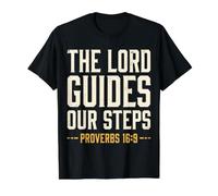 The Lord Guides Our Steps Proverbs 16:9 Bible Verse Value Graphic T-Shirt, Men, Black, L